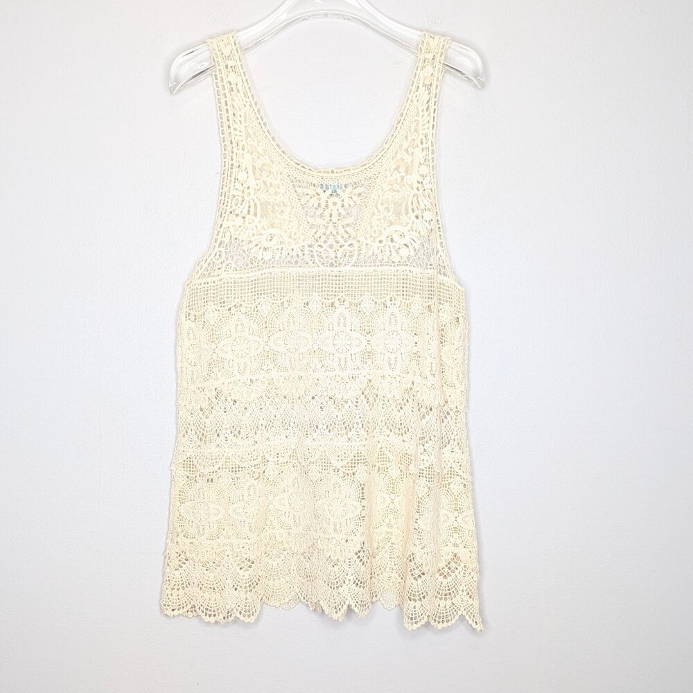Free People Intimately Cream Crochet Lace Sleeveless Scoop Neck Tank Top Boho S